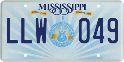 MS license plate LLW049