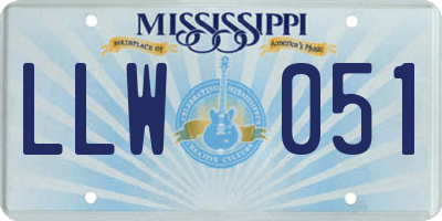 MS license plate LLW051