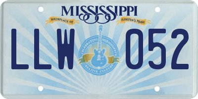 MS license plate LLW052