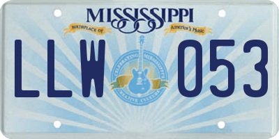 MS license plate LLW053