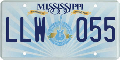MS license plate LLW055