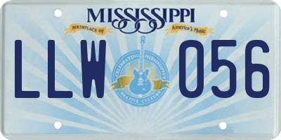 MS license plate LLW056