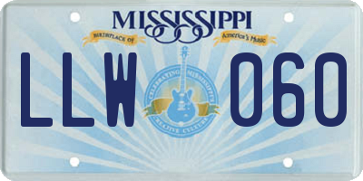 MS license plate LLW060