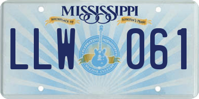 MS license plate LLW061