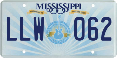 MS license plate LLW062