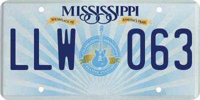MS license plate LLW063