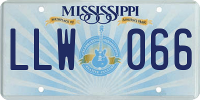 MS license plate LLW066