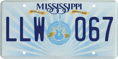 MS license plate LLW067