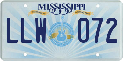 MS license plate LLW072