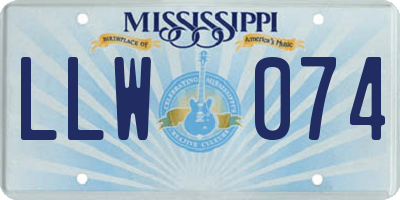 MS license plate LLW074