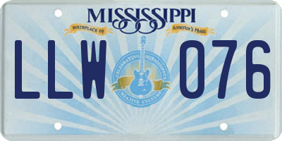 MS license plate LLW076