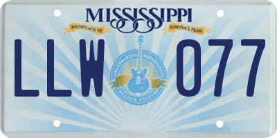 MS license plate LLW077