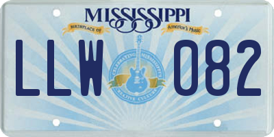 MS license plate LLW082