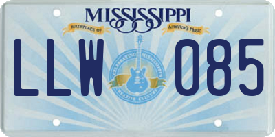 MS license plate LLW085