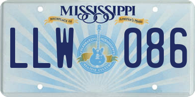 MS license plate LLW086