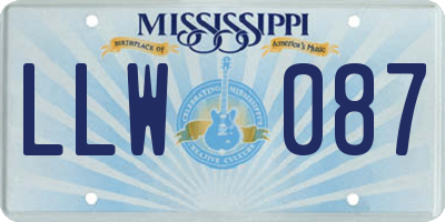 MS license plate LLW087