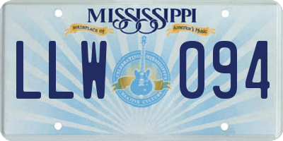MS license plate LLW094