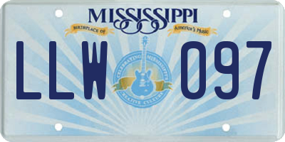 MS license plate LLW097