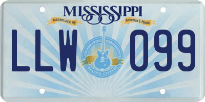 MS license plate LLW099