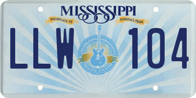 MS license plate LLW104