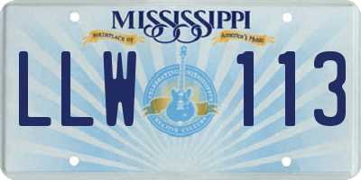 MS license plate LLW113