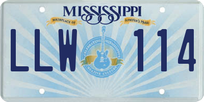 MS license plate LLW114