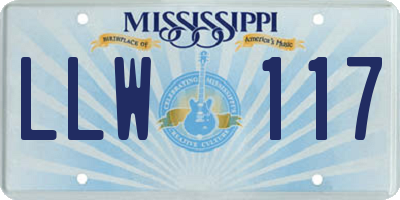 MS license plate LLW117