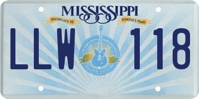 MS license plate LLW118