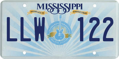 MS license plate LLW122
