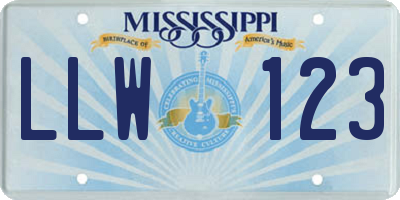 MS license plate LLW123