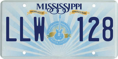 MS license plate LLW128