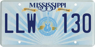MS license plate LLW130