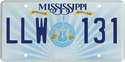 MS license plate LLW131