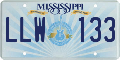 MS license plate LLW133