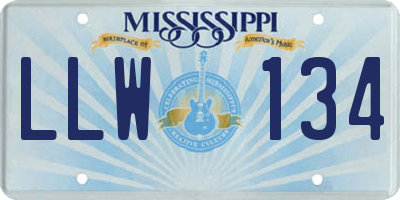 MS license plate LLW134