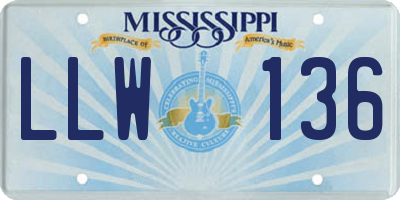 MS license plate LLW136