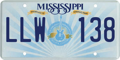MS license plate LLW138