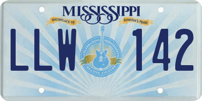MS license plate LLW142