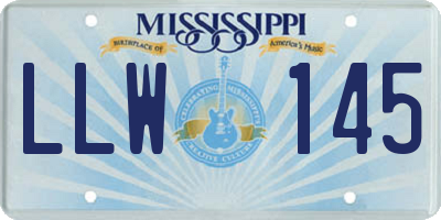 MS license plate LLW145