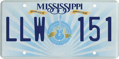 MS license plate LLW151