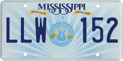 MS license plate LLW152