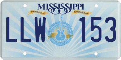 MS license plate LLW153