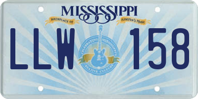 MS license plate LLW158