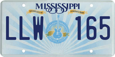 MS license plate LLW165
