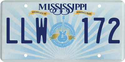 MS license plate LLW172