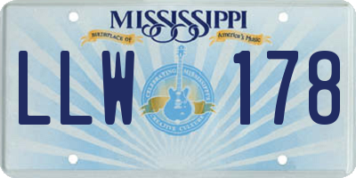 MS license plate LLW178
