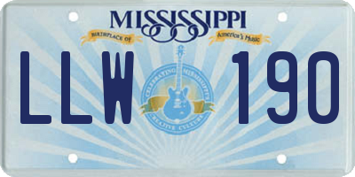 MS license plate LLW190