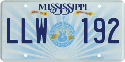 MS license plate LLW192