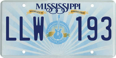 MS license plate LLW193