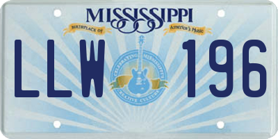MS license plate LLW196